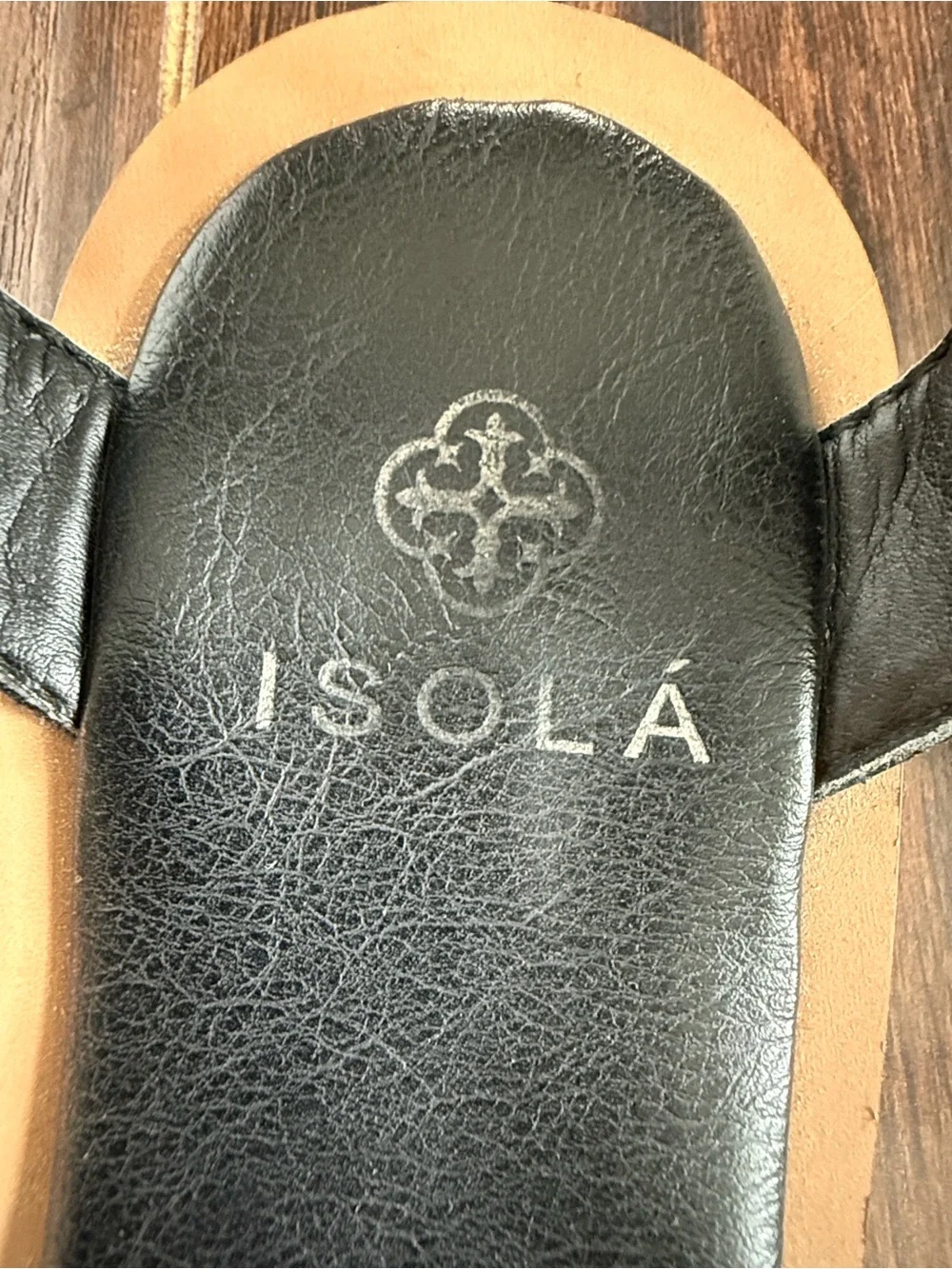 Isola Black Strappy T-Back Sandals with Ankle Wraps